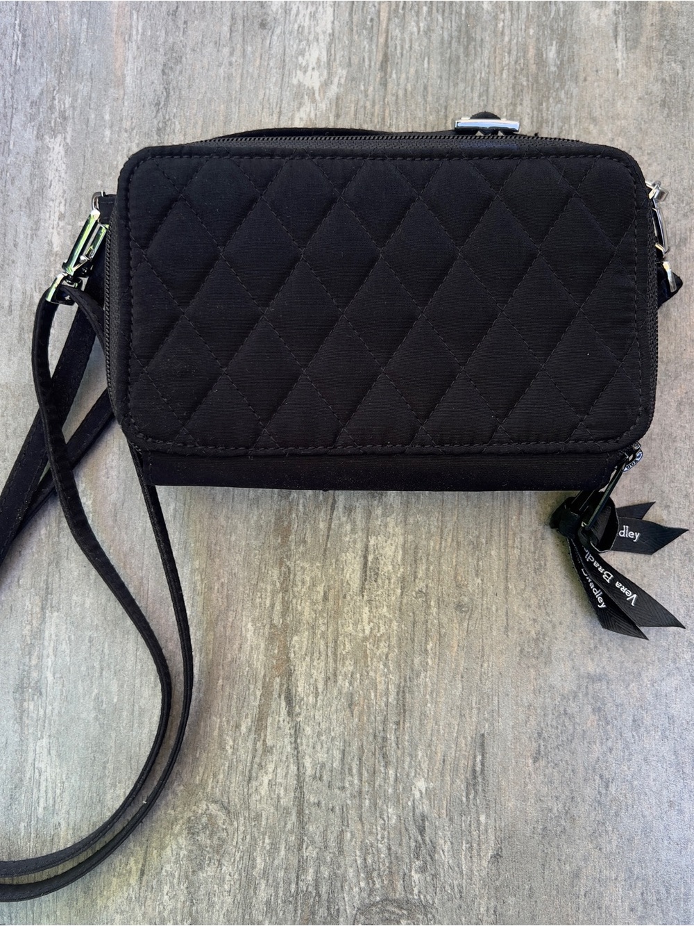 Vera Bradley Black Quilted Crossbody Wallet - Picture 7 of 7